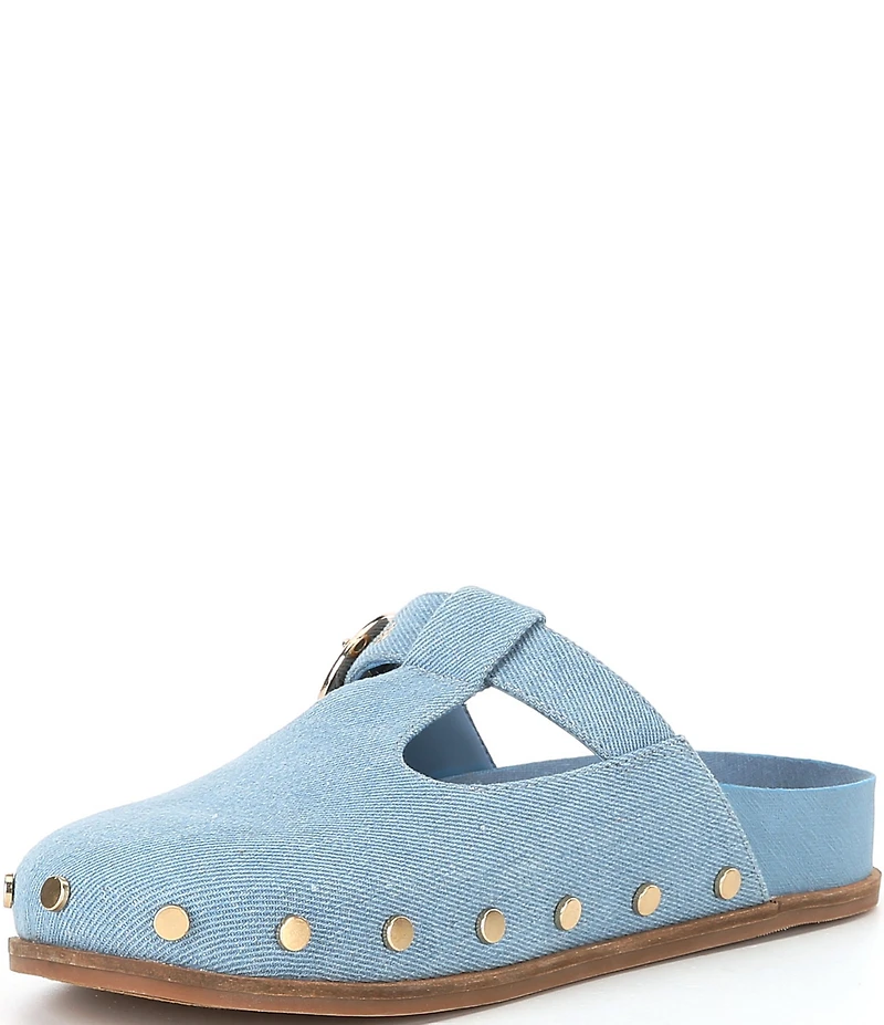 Chelsea & Violet Kalli Denim Studded Mule Clogs