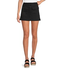 Chelsea & Violet Lena Denim A-Line Front Pocket Mini Skirt
