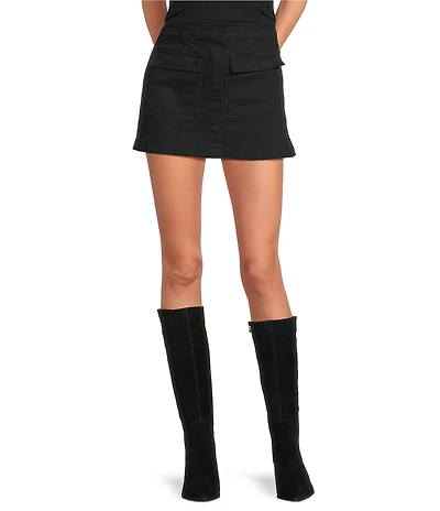 Chelsea & Violet Lena Denim A-Line Front Pocket Mini Skirt