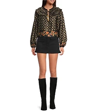 Chelsea & Violet Lena Denim A-Line Front Pocket Mini Skirt