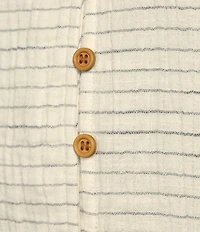 Chelsea & Violet Lila Striped Cotton Long Sleeve Split V-Neck Belted Button Down Dress