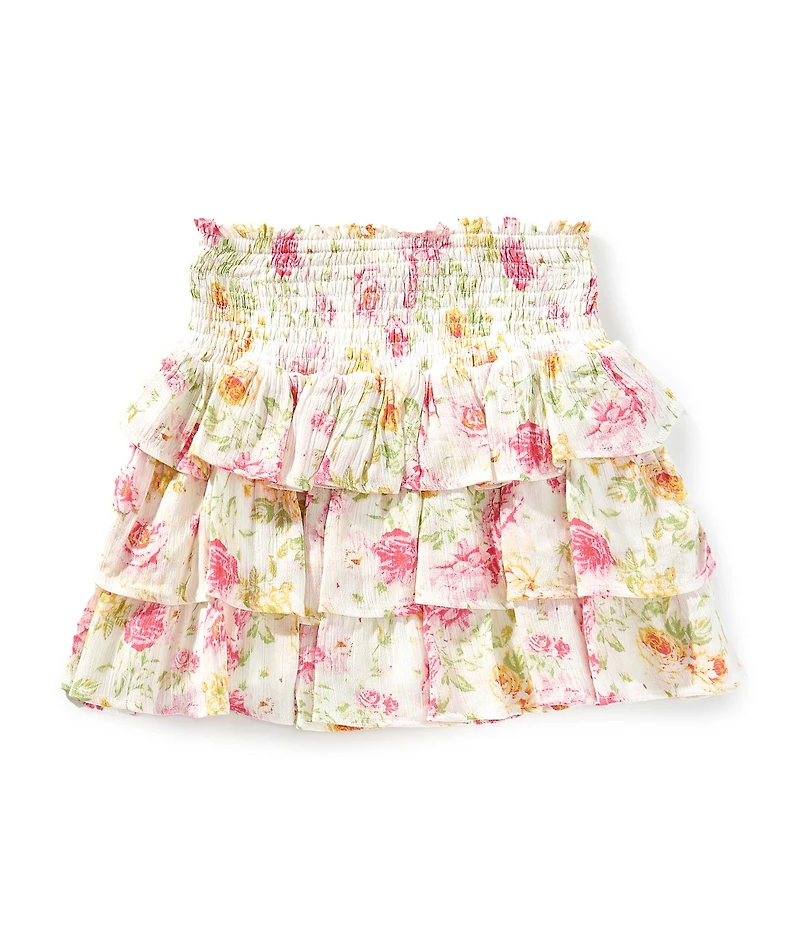 Chelsea & Violet Little Girls Floral Smocked Tiered Ruffle Skirt