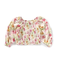Chelsea & Violet Little Girls Long Sleeve Floral Smocked Top