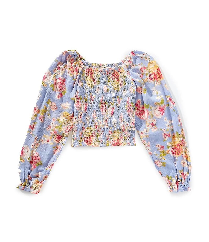 Chelsea & Violet Little Girls Long Sleeve Floral Smocked Top