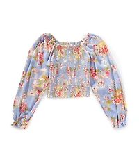 Chelsea & Violet Little Girls Long Sleeve Floral Smocked Top