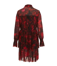 Chelsea & Violet Little Girls Long Sleeve Printed Mock Neck Smocked Dress