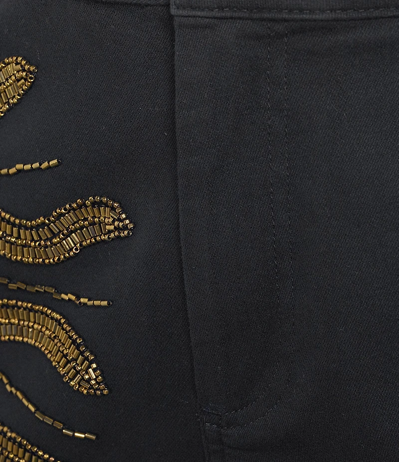 Chelsea & Violet Livia Beaded Applique High Rise Straight Leg Denim Jeans