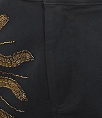 Chelsea & Violet Livia Beaded Applique High Rise Straight Leg Denim Jeans