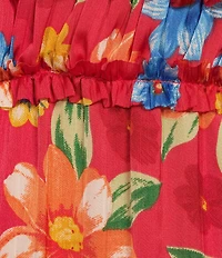 Chelsea & Violet Margaux Floral Print Plisse V-Neck Long Cuff Sleeve Maxi Dress