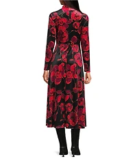 Chelsea & Violet Nell Floral Print High Neck Long Sleeve Velvet Maxi Dress