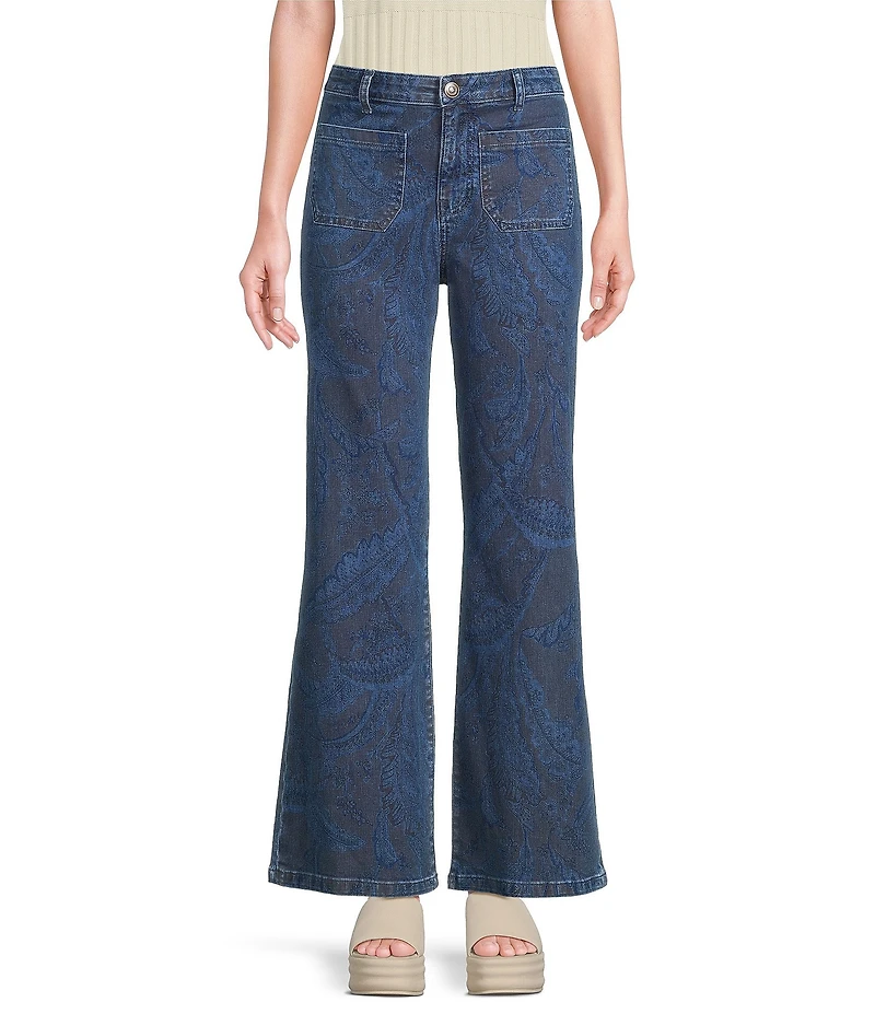 Chelsea & Violet Nola Embroidered Flare Denim Pants