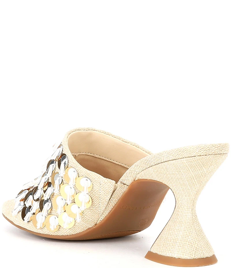 Chelsea & Violet Piperr Linen Ornamented Dress Slide Sandals