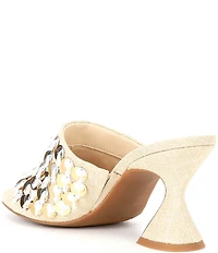 Chelsea & Violet Piperr Linen Ornamented Dress Slide Sandals