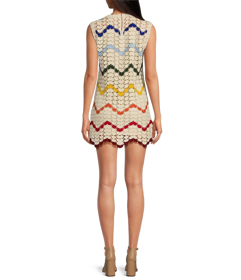 Chelsea & Violet Romy Chevron Print V-Neckline Sleeveless Crochet Dress