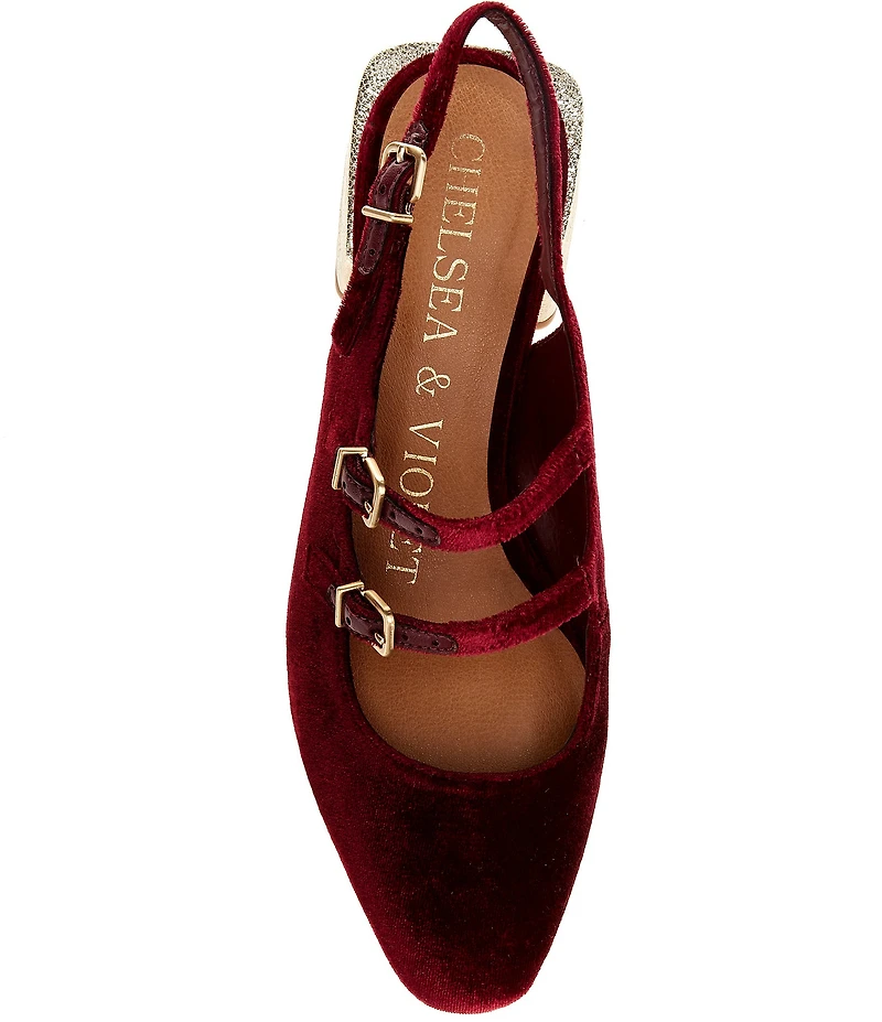 Chelsea & Violet Ruthie Velvet Slingback Mary Janes