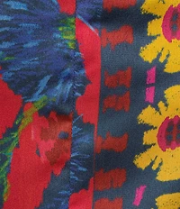 Chelsea & Violet Sam Satin Ikat Print High Waist Front Slit Opening A-Line Maxi Skirt