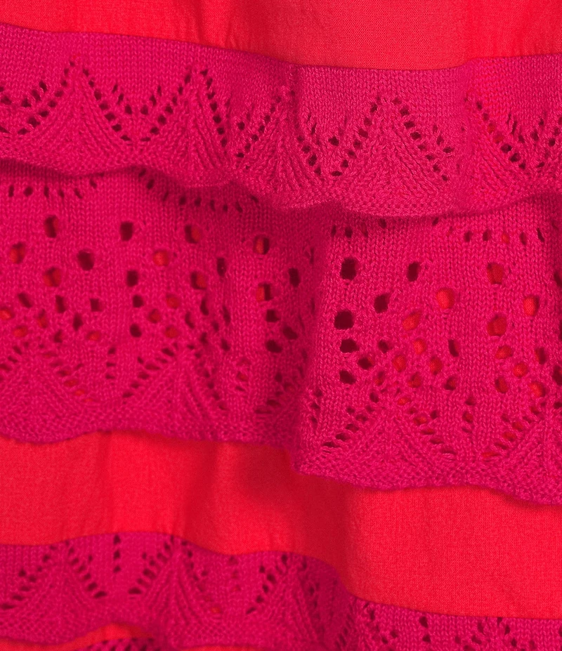 Chelsea & Violet Sierra Crochet V-Neck 3/4 Sleeve Tiered Maxi Dress