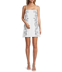 Chelsea & Violet Square Neckline Sleeveless Stitchwork Mini Jet Dress