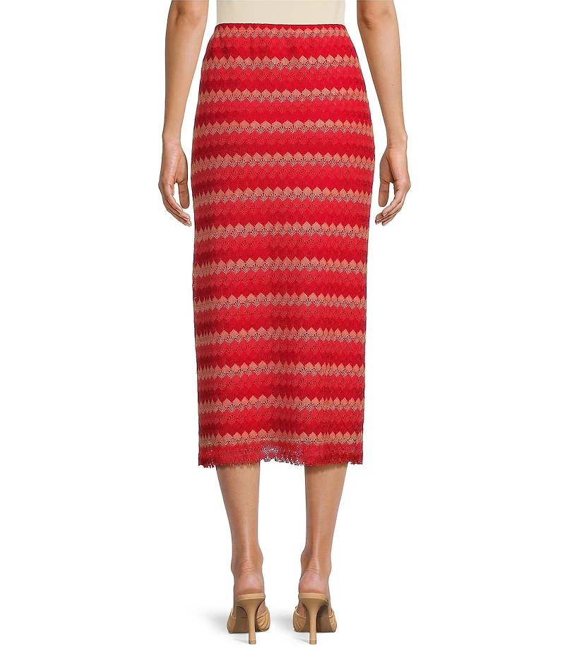 Chelsea & Violet Coordinating Suri Chevron Print Crochet Midi Pencil Skirt