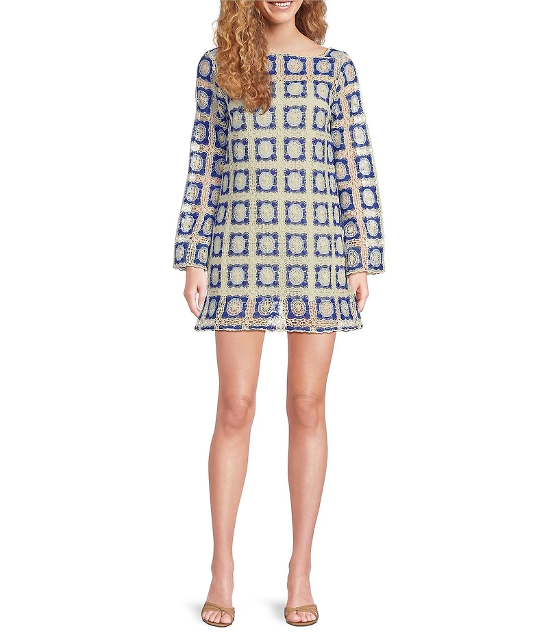 Chelsea & Violet Twiggy Square Neck Long Sleeve Crochet Lace Dress