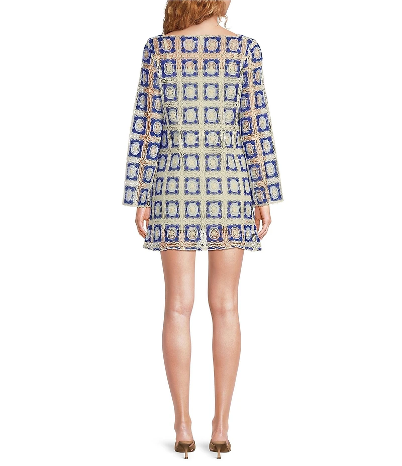 Chelsea & Violet Twiggy Square Neck Long Sleeve Crochet Lace Dress