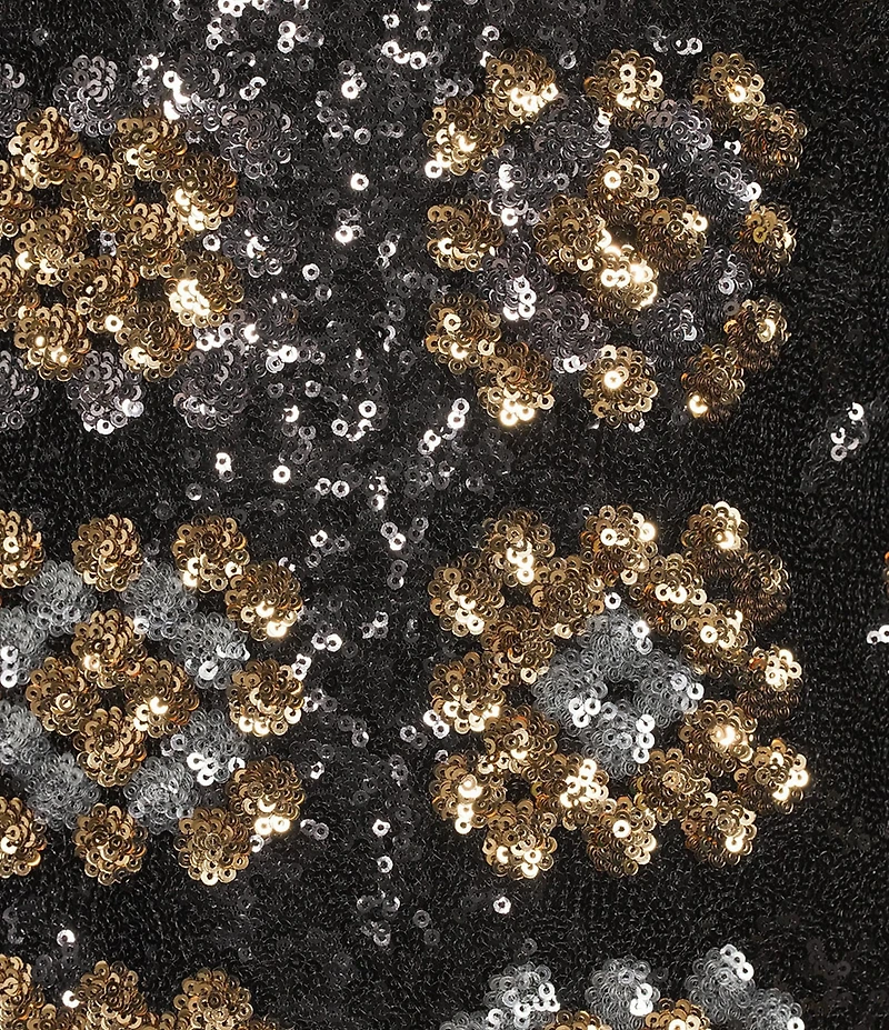 Chelsea & Violet Twiggy Straight Neck Long Sleeve Check Sequin Mini Dress