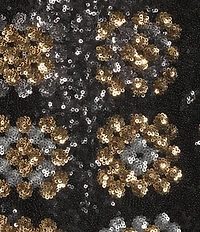 Chelsea & Violet Twiggy Straight Neck Long Sleeve Check Sequin Mini Dress