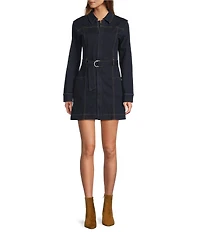 Chelsea & Violet Verity Denim Button Down Collar Long Sleeve Mini Dress
