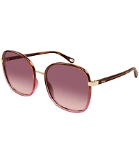 Chloe Women's Franky Havana 59mm Square Sunglasses