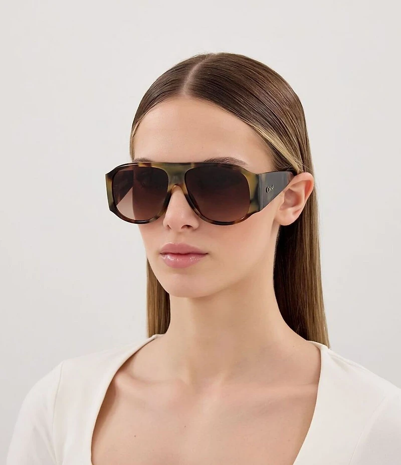 Chloe Women's Izia 60mm Havana Shield Sunglasses