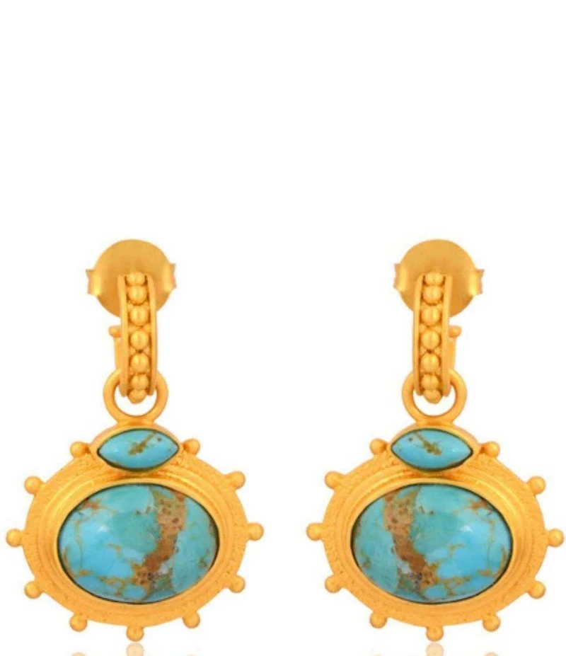 Christina Greene Athena 18K Gold Plated Turquoise Post Drop Earrings