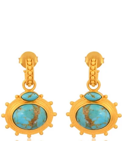 Christina Greene Athena 18K Gold Plated Turquoise Post Drop Earrings