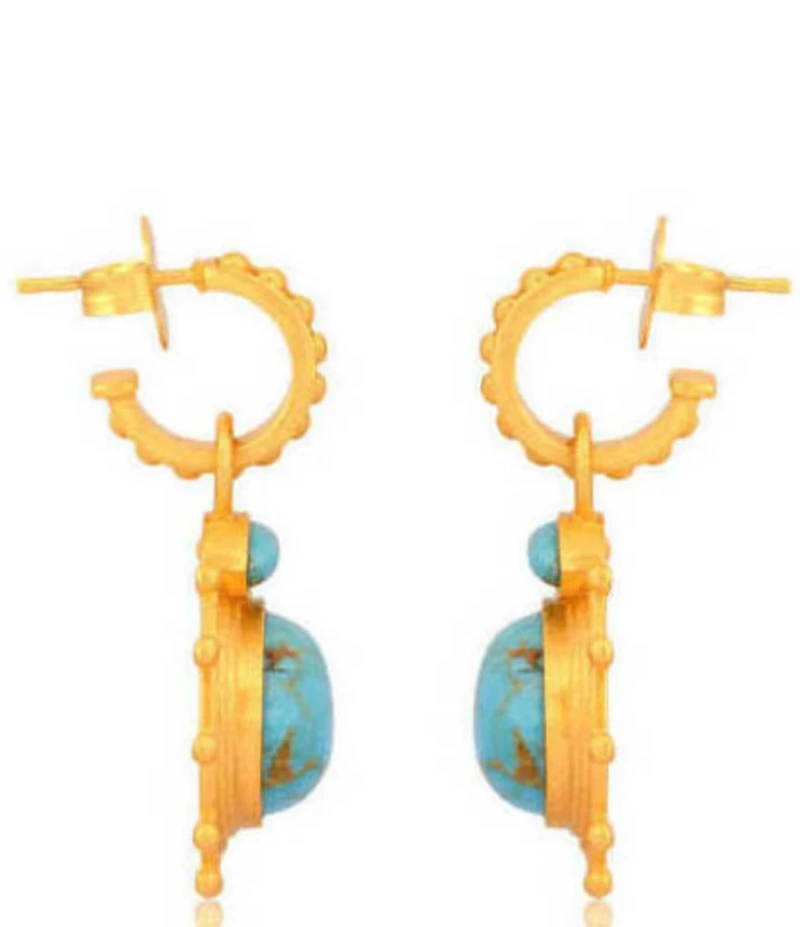 Christina Greene Athena 18K Gold Plated Turquoise Post Drop Earrings
