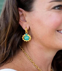 Christina Greene Athena 18K Gold Plated Turquoise Post Drop Earrings