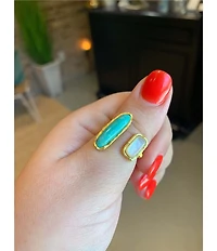 Christina Greene Deco Twin Stone Turquoise/Pearl Ring