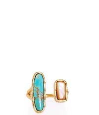 Christina Greene Deco Twin Stone 18K Turquoise/Pearl Ring