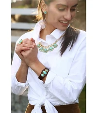 Christina Greene Earthy Turquoise Leather Cuff