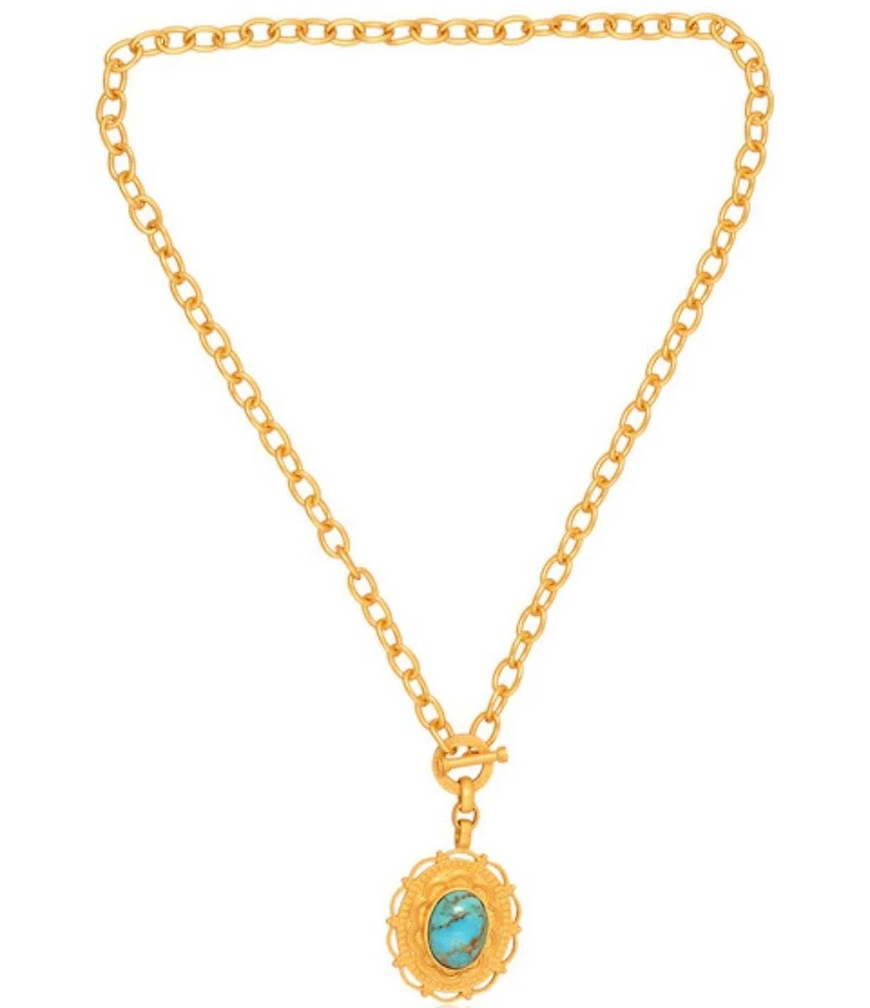 Christina Greene Meet Me In Mykonos Turquoise Chain Toggle Necklace
