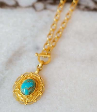 Christina Greene Meet Me In Mykonos Turquoise Chain Toggle Necklace