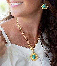 Christina Greene Meet Me In Mykonos Turquoise Chain Toggle Necklace