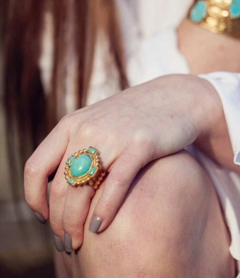 Christina Greene Southwestern Statement 18K Turquoise Ring