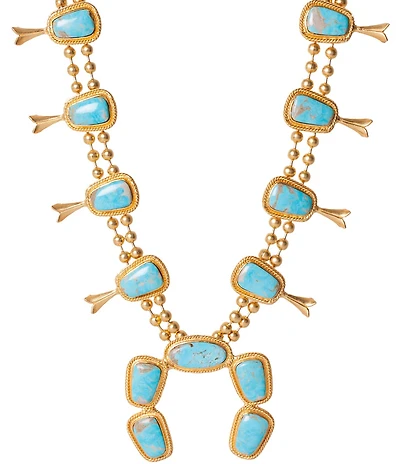 Christina Greene Squash Blossom Long Strand Turquoise Necklace
