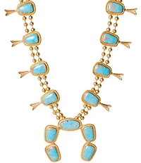 Christina Greene Squash Blossom Long Strand Turquoise Necklace