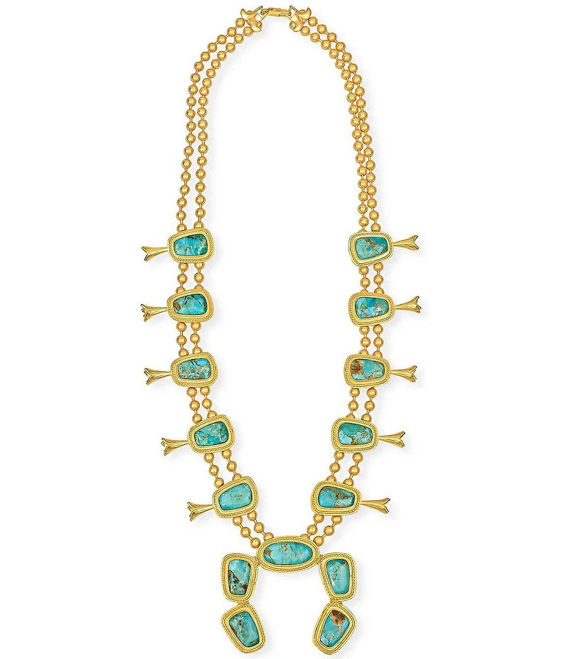 Christina Greene Squash Blossom Long Strand Turquoise Necklace