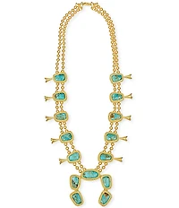 Christina Greene Squash Blossom Long Strand Turquoise Necklace