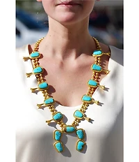 Christina Greene Squash Blossom Long Strand Turquoise Necklace