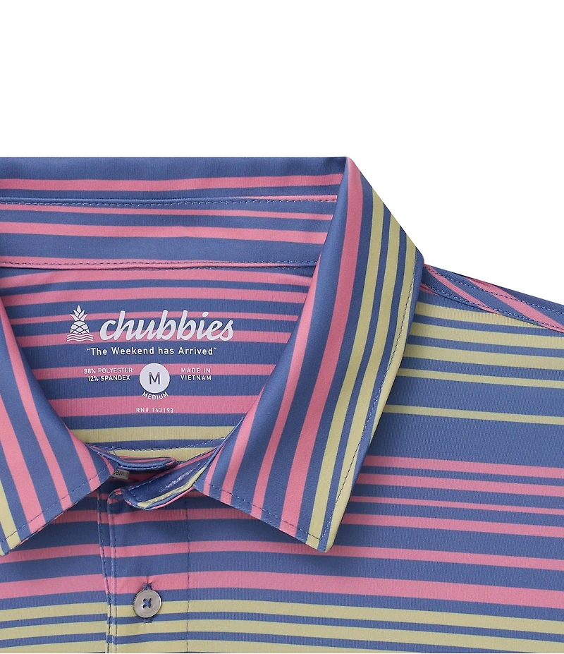 Chubbies Blossom Band Stripe Short Sleeve Knit Performance Polo