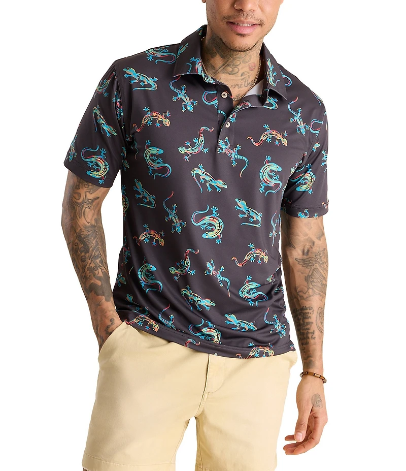 Chubbies Busy Lizard Short Sleeve Performance Polo Shirt