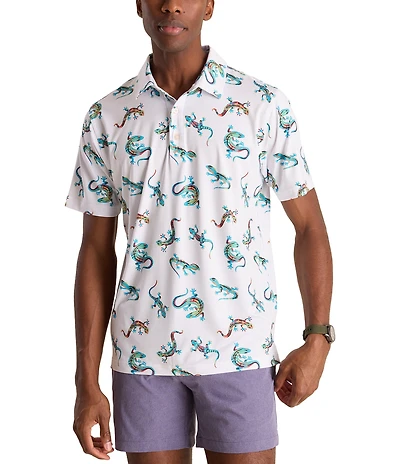 Chubbies Busy Lizard Short Sleeve Printed Peformance Polo Shirt