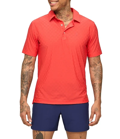 Chubbies Chili Pepper Short Sleeve Tonal Checkered Knit Polo